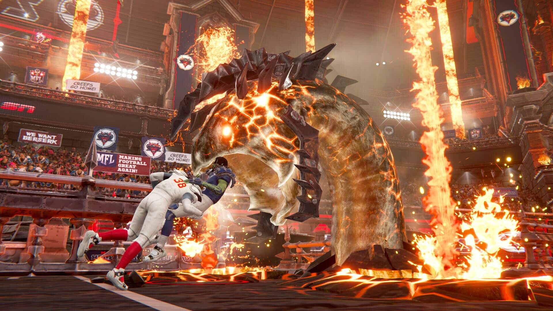 球場上的混戰與爆炸特效