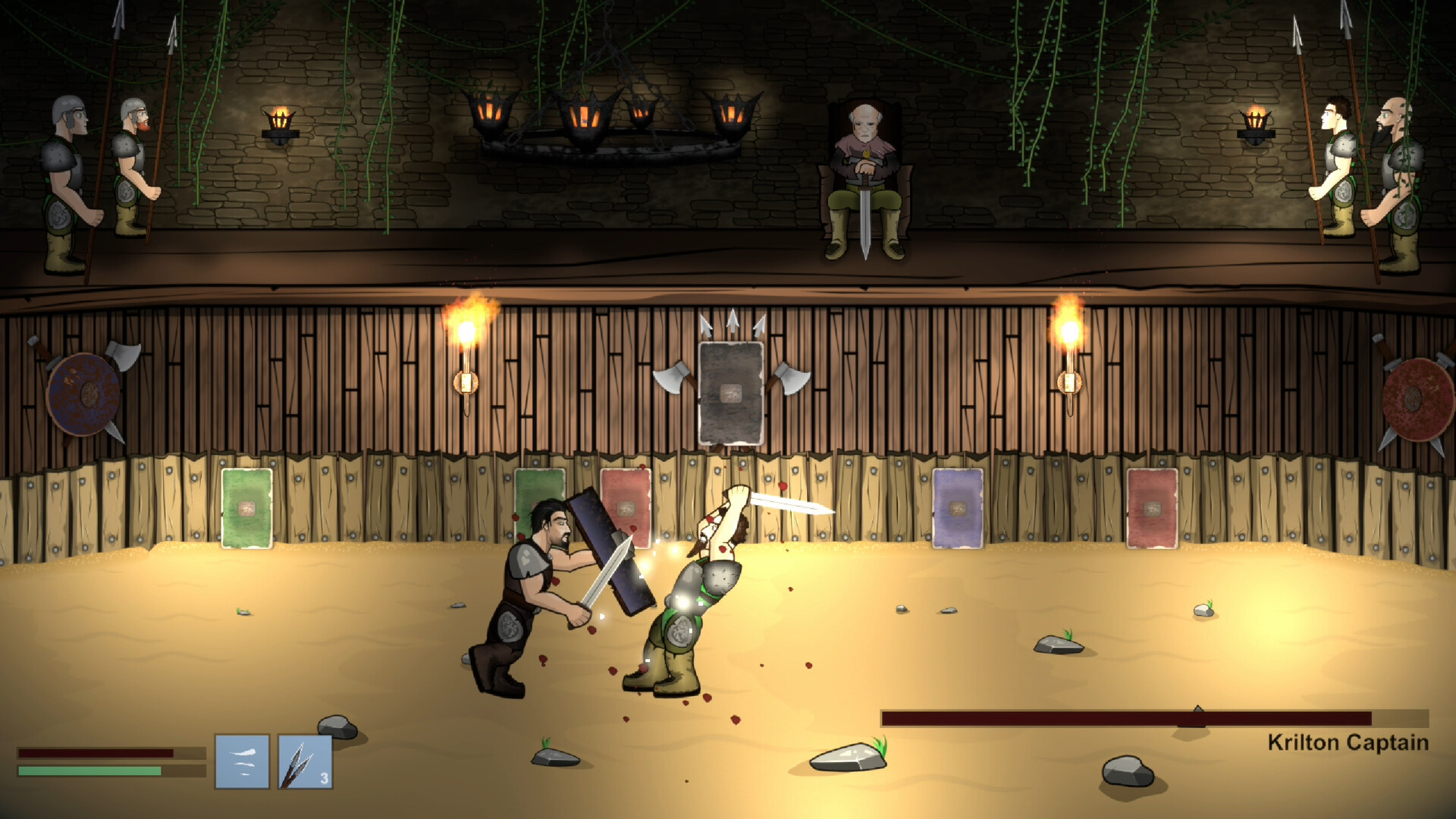 激烈的 2D 平台戰鬥畫面