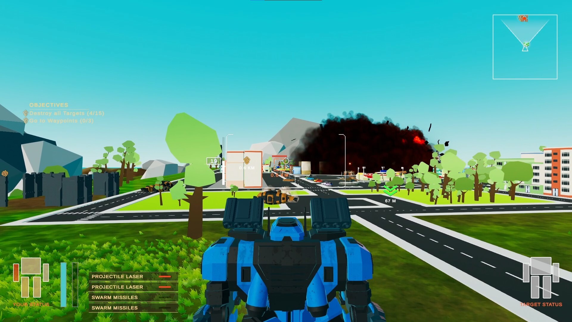 機甲在峽谷地形中進行戰鬥