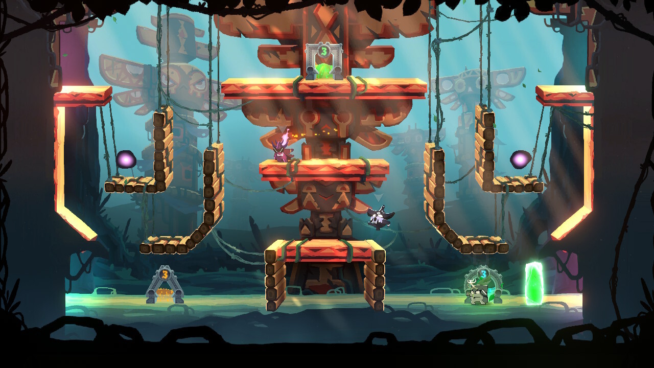 遊戲結算畫面或過場動畫,展示了獨特的 UI 設計與美術風格