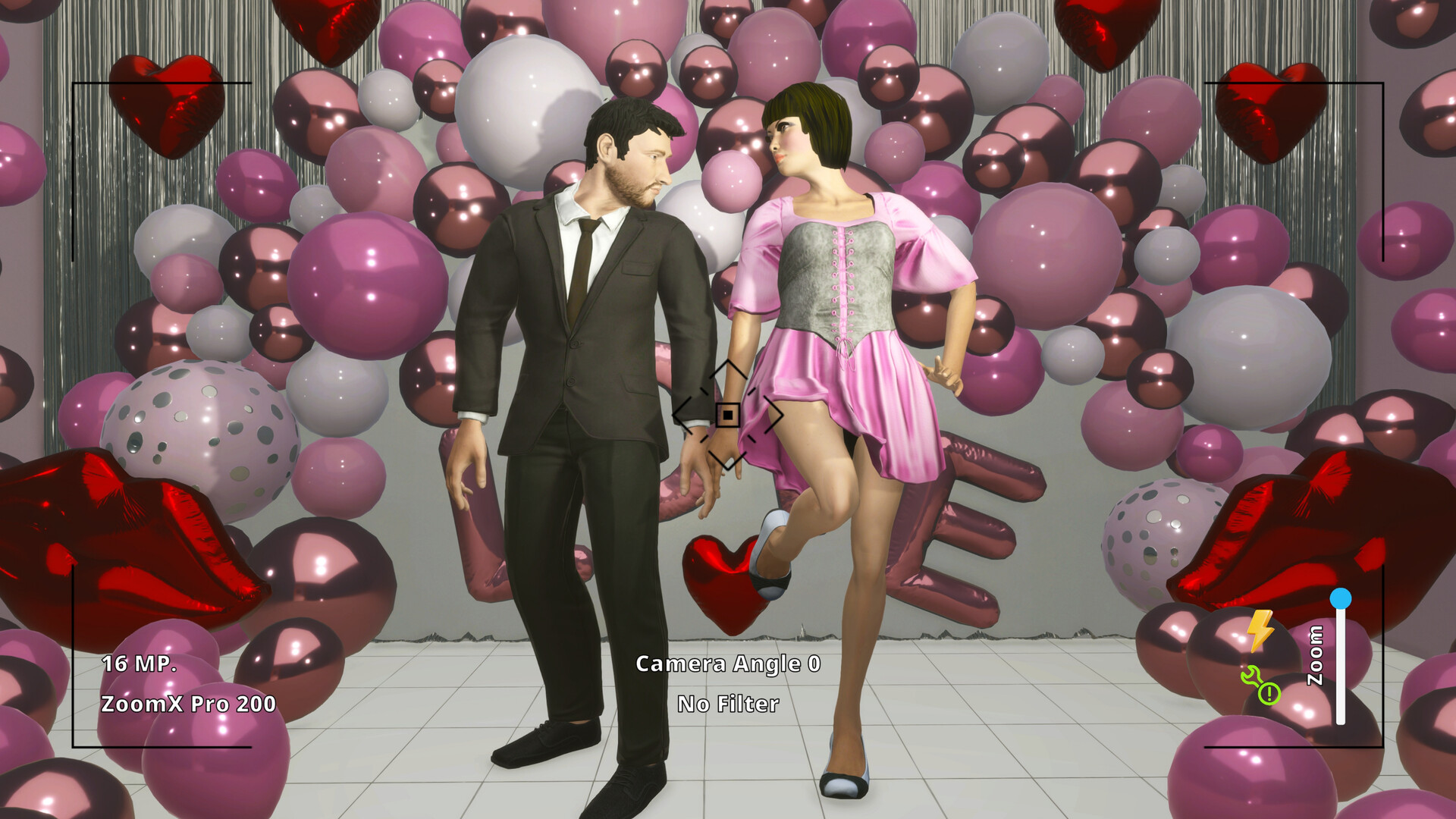 遊戲中的第一人稱視角,玩家正拿著相機準備進行拍攝工作