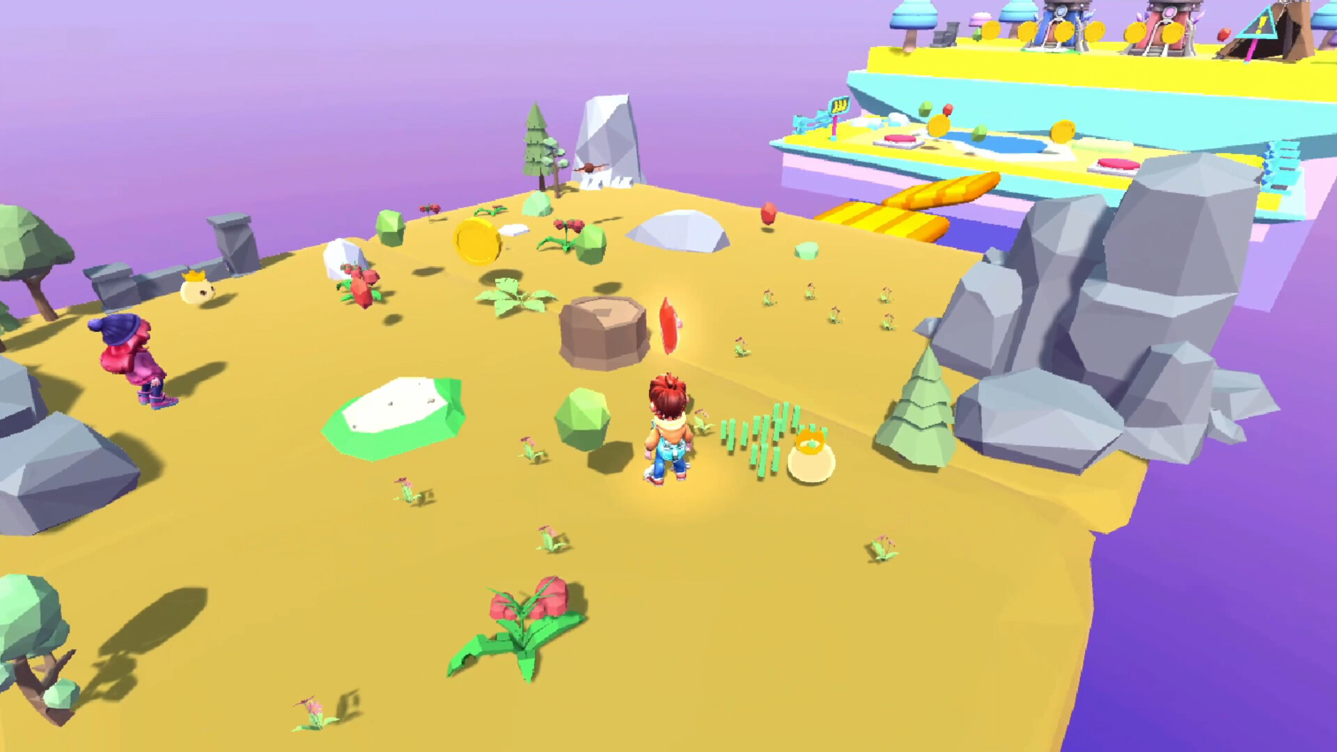 主角站在高處俯瞰遠方的浮空島嶼。