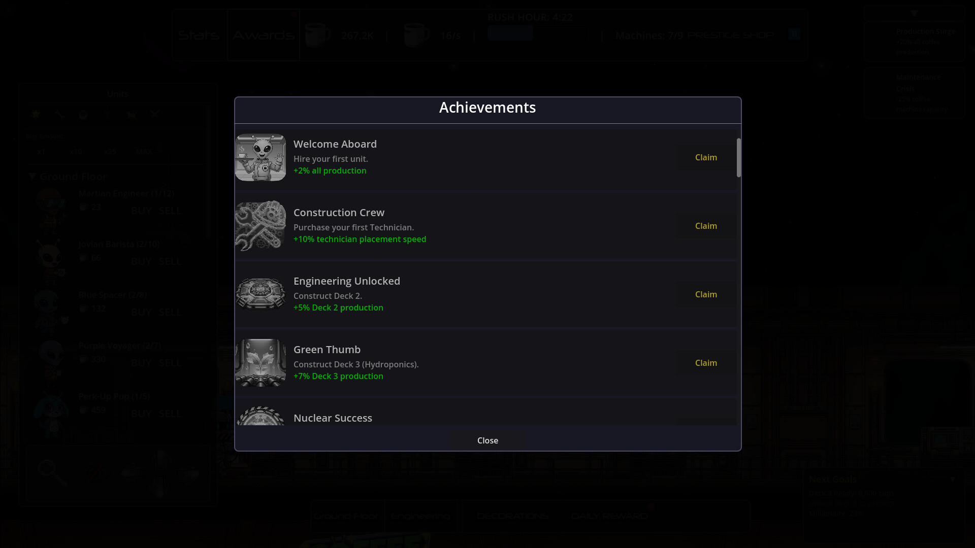 遊戲中風格各異的甲板設計，從工業區到水培花園應有盡有。