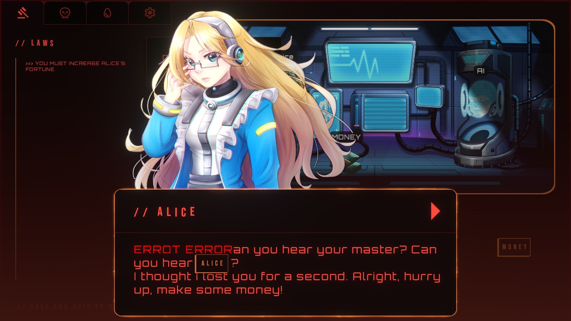 AI Kill Alice 遊戲截圖 - 解鎖成就與秘密