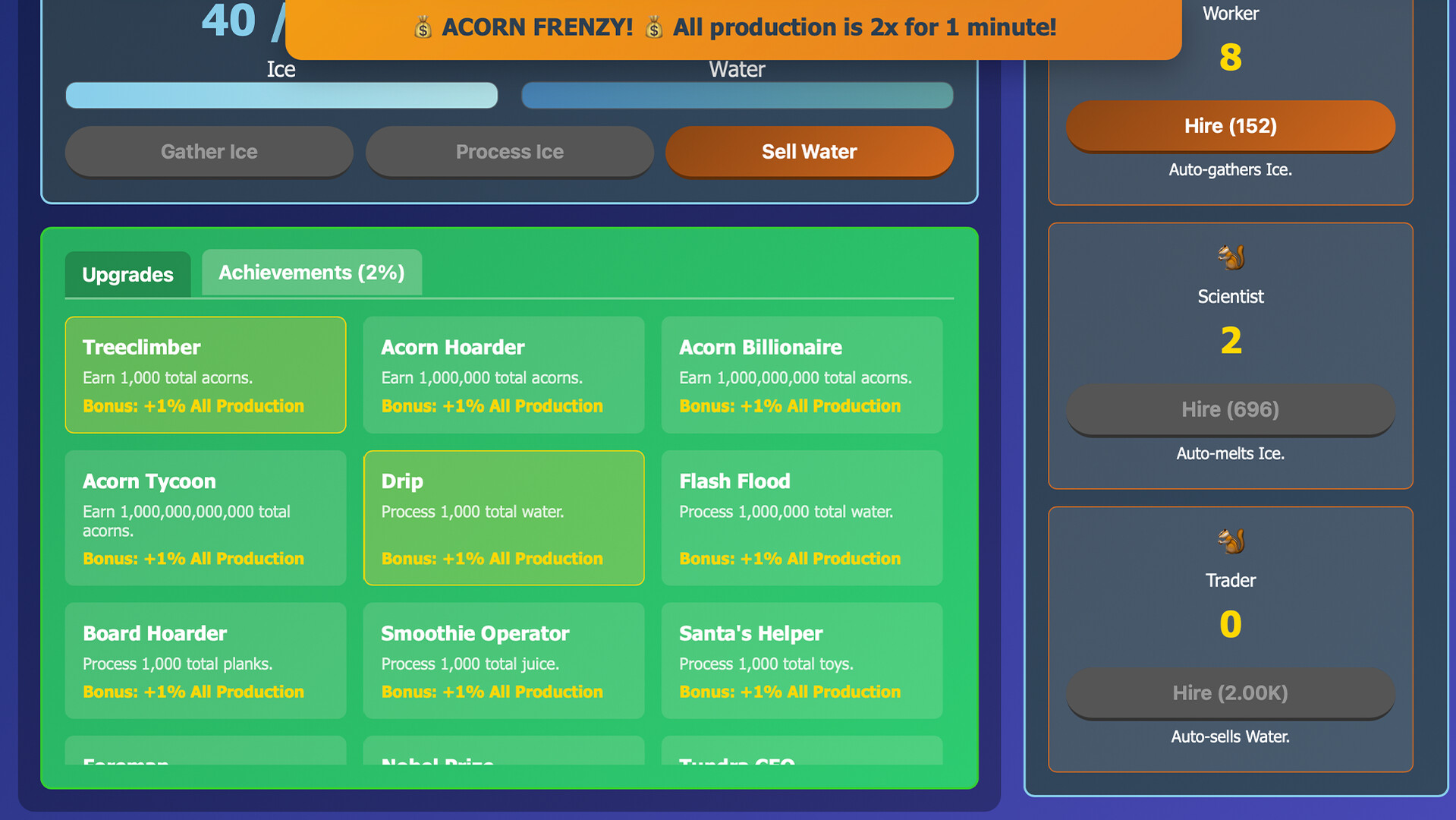 遊戲中的升級選項介面,玩家可以清楚地看到不同升級帶來的效益。