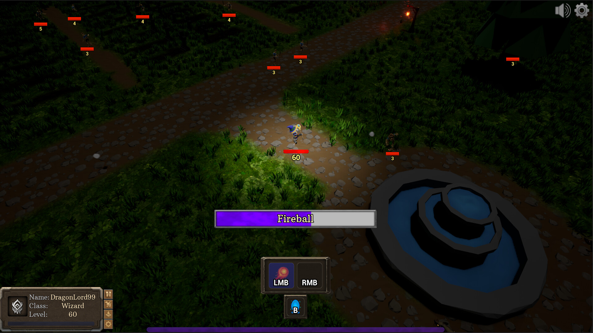 角色被一群骷髏士兵包圍