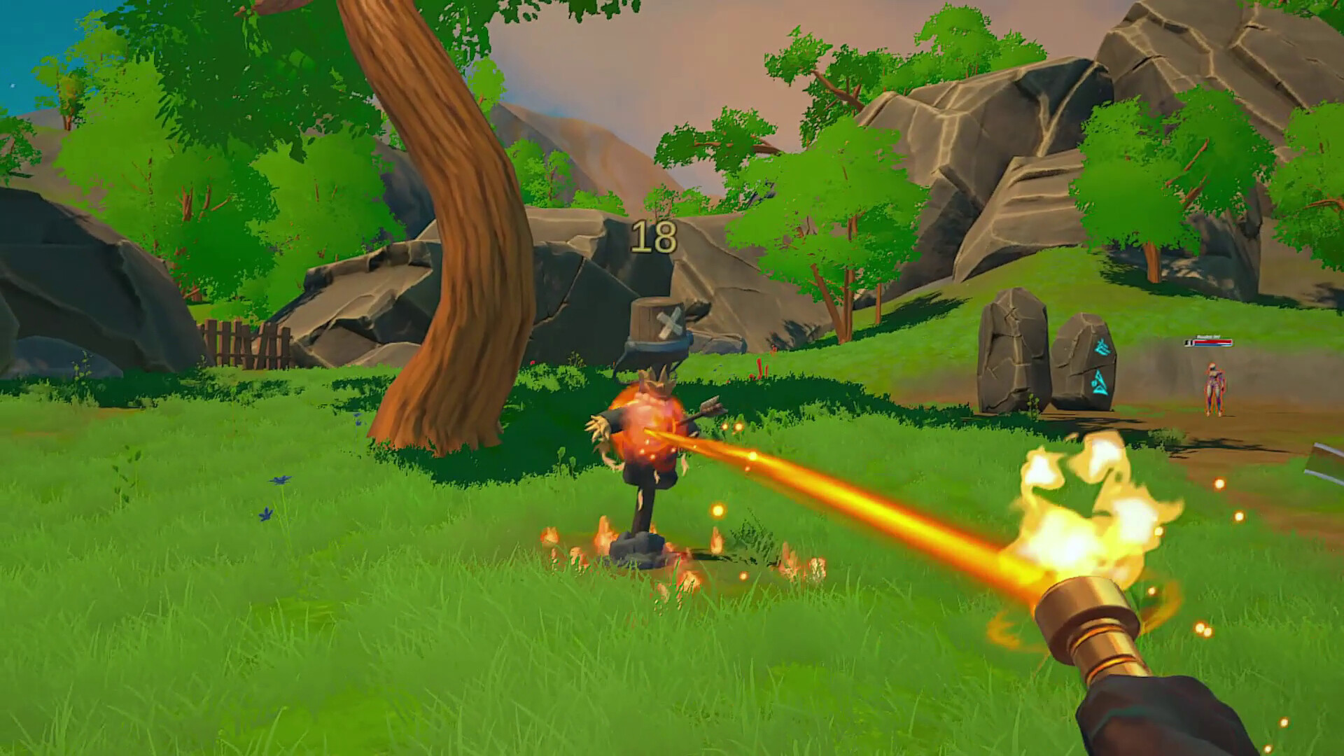 防禦塔下的攻防戰,玩家正試圖摧毀敵方核心