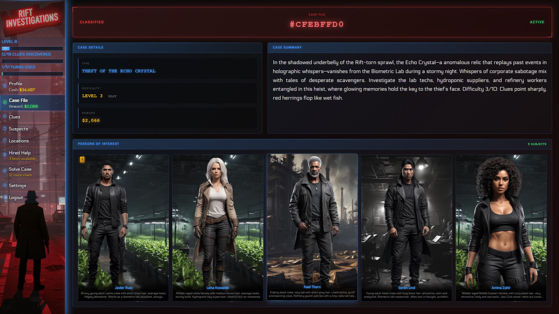 遊戲中的對話場景，展現了獨特的角色設計與對話選項。