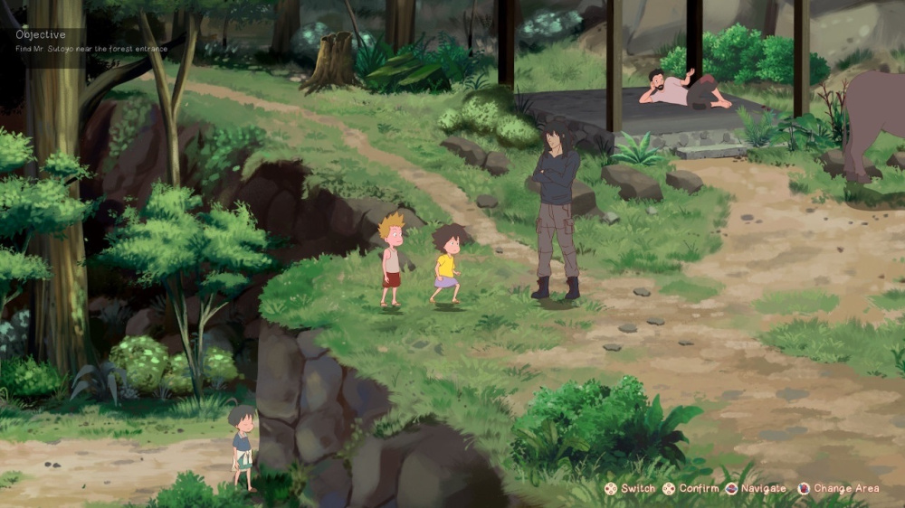 與巨大頭目對峙的緊張瞬間