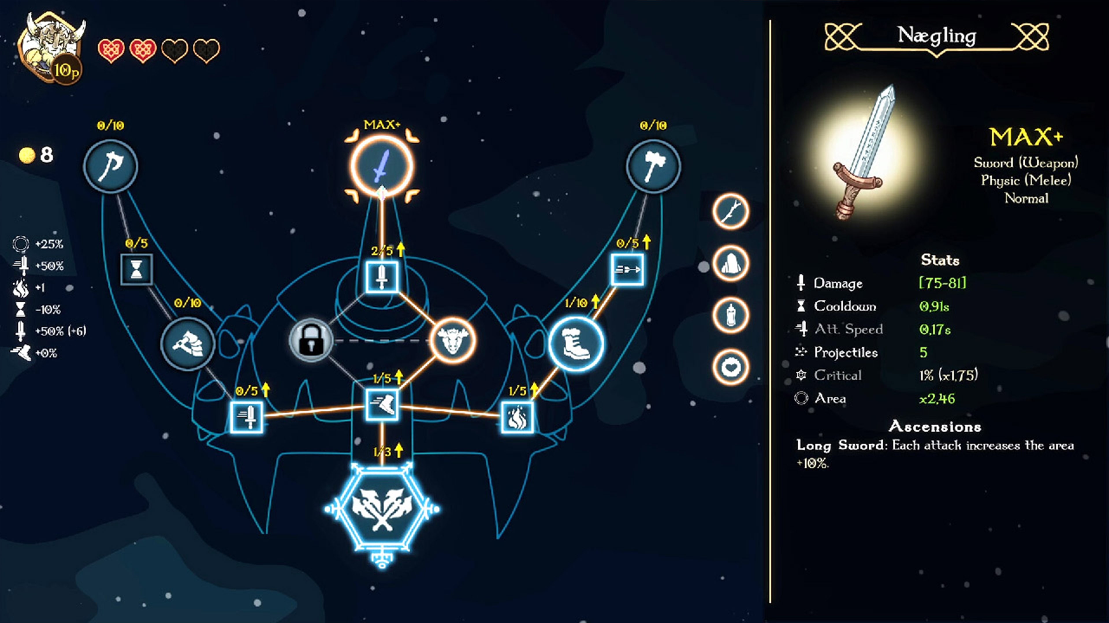 獨特的星座技能樹系統