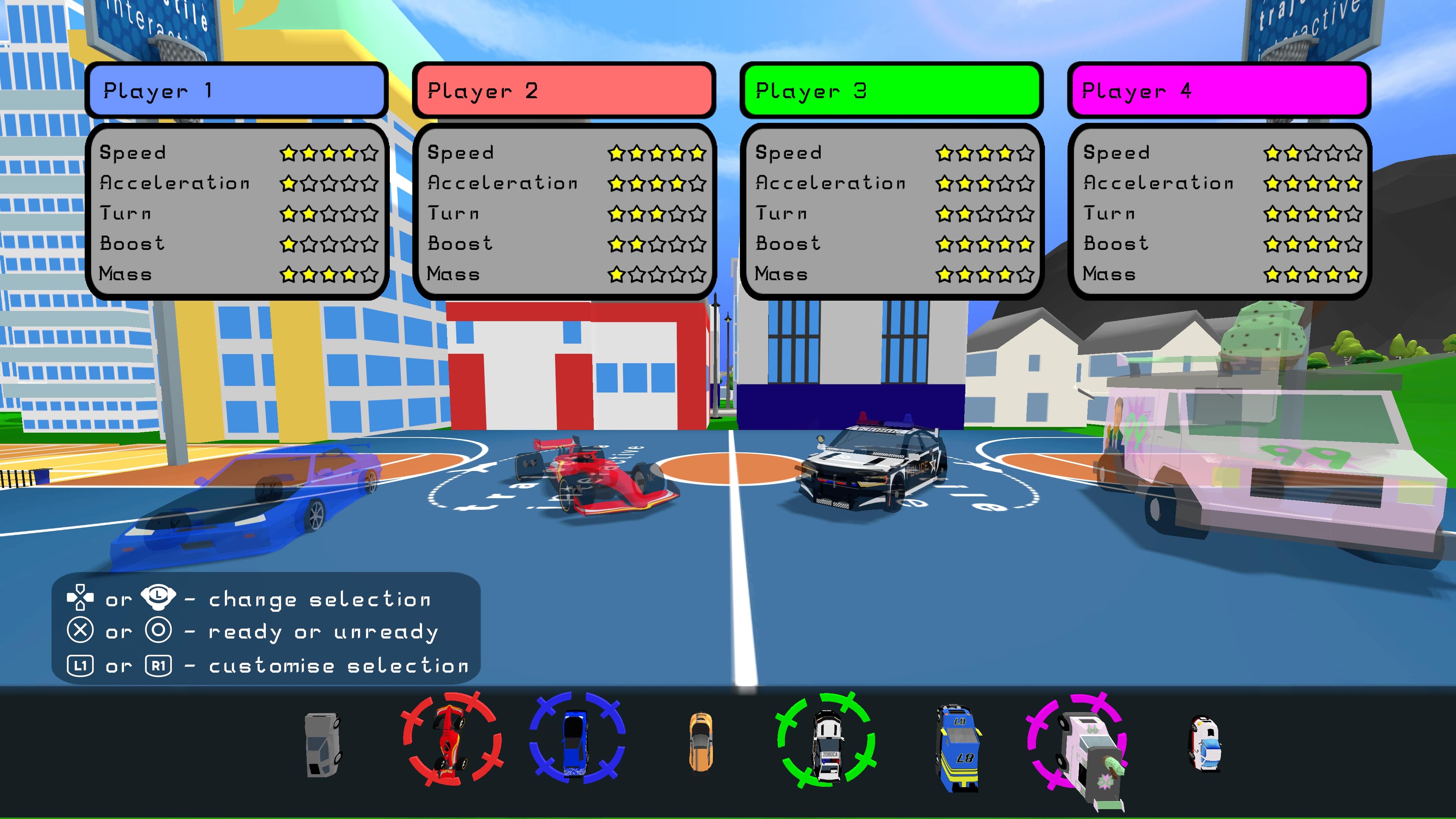 賽車碰撞 (Racecar Crashers) 多人競技混亂場面