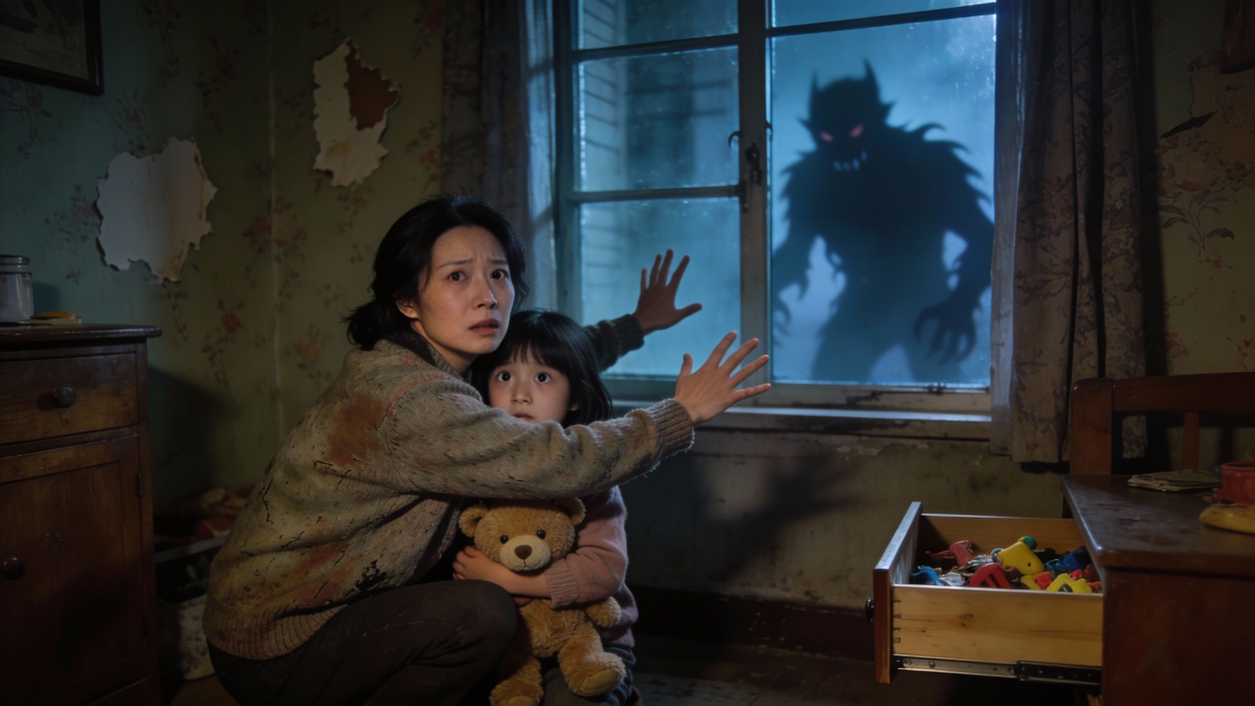 冷韵與女兒洛伊在公寓中躲避威脅