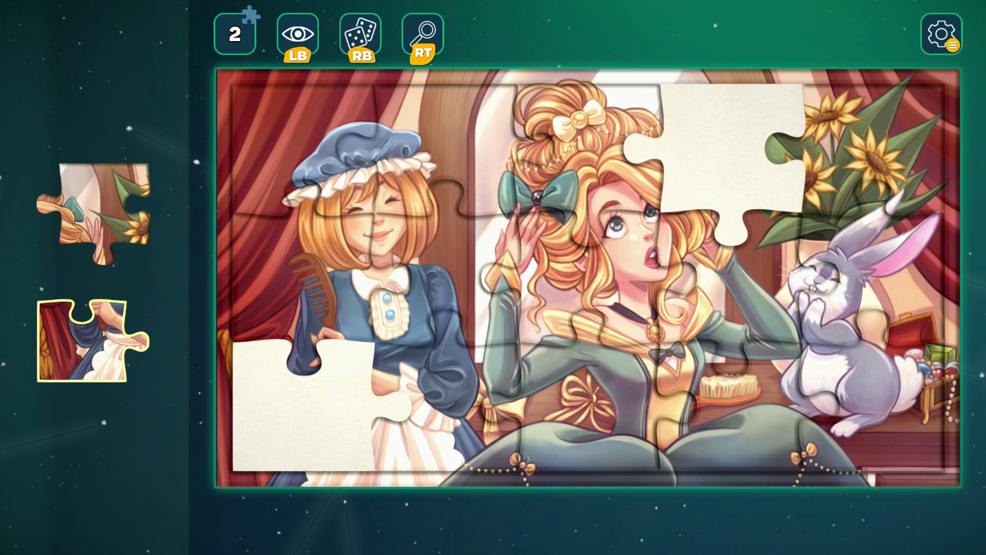 拼圖遊戲進行中的介面展示