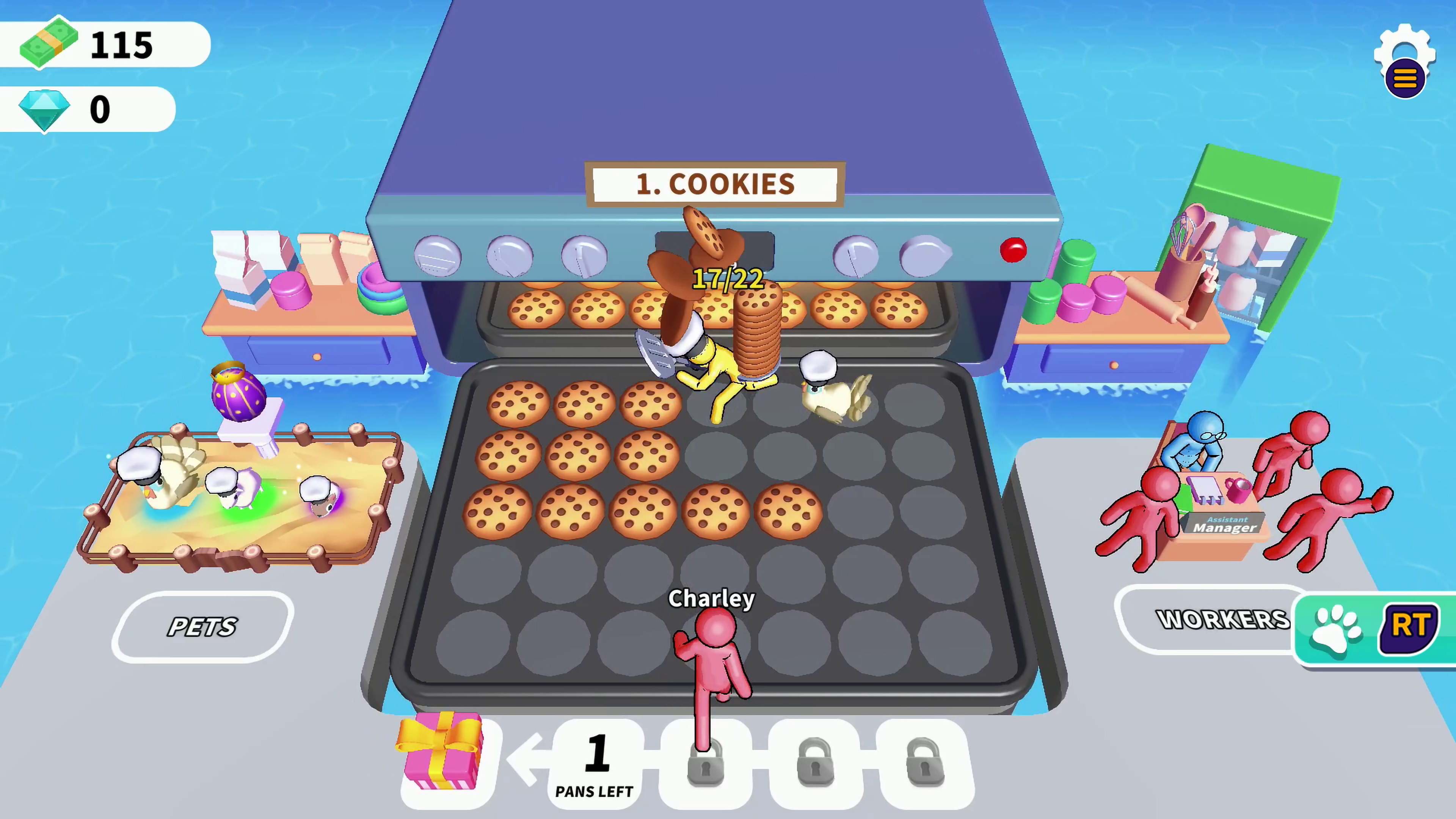 遊戲實際畫面：繁忙的烘焙坊廚房