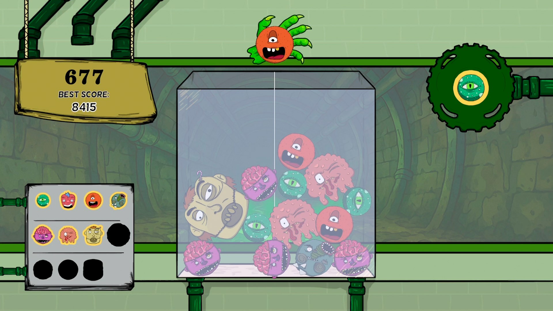 顯示遊戲介面，左側有怪物進化圖鑑，右側為主要遊戲區域。