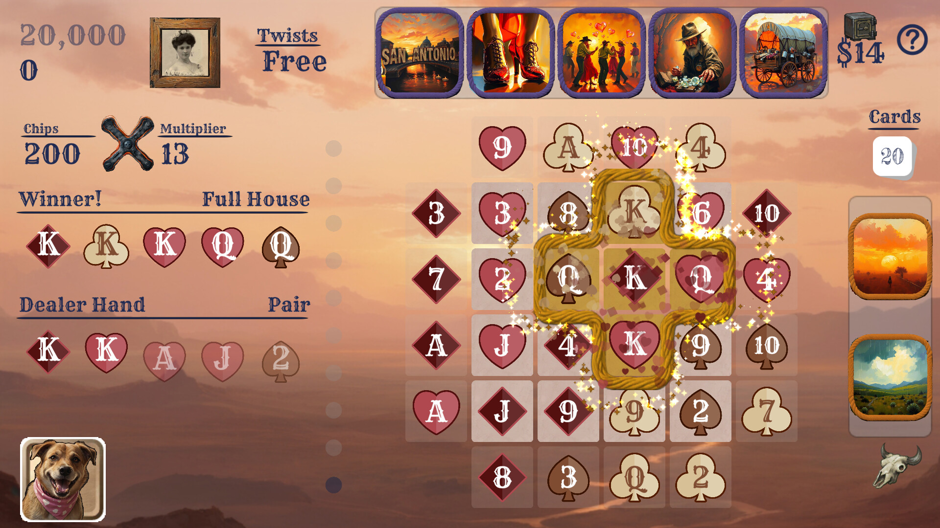 燒腦卡牌策略！《德州旋轉撲克 3：強盜快跑》推出， Roguelike 牌組構築結合西部圖塊解謎