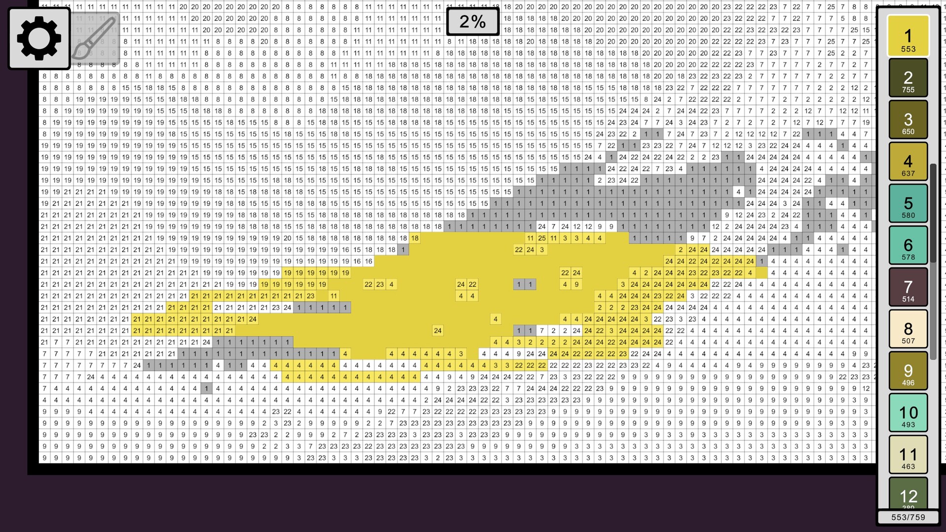 展示大型像素畫作的完成過程