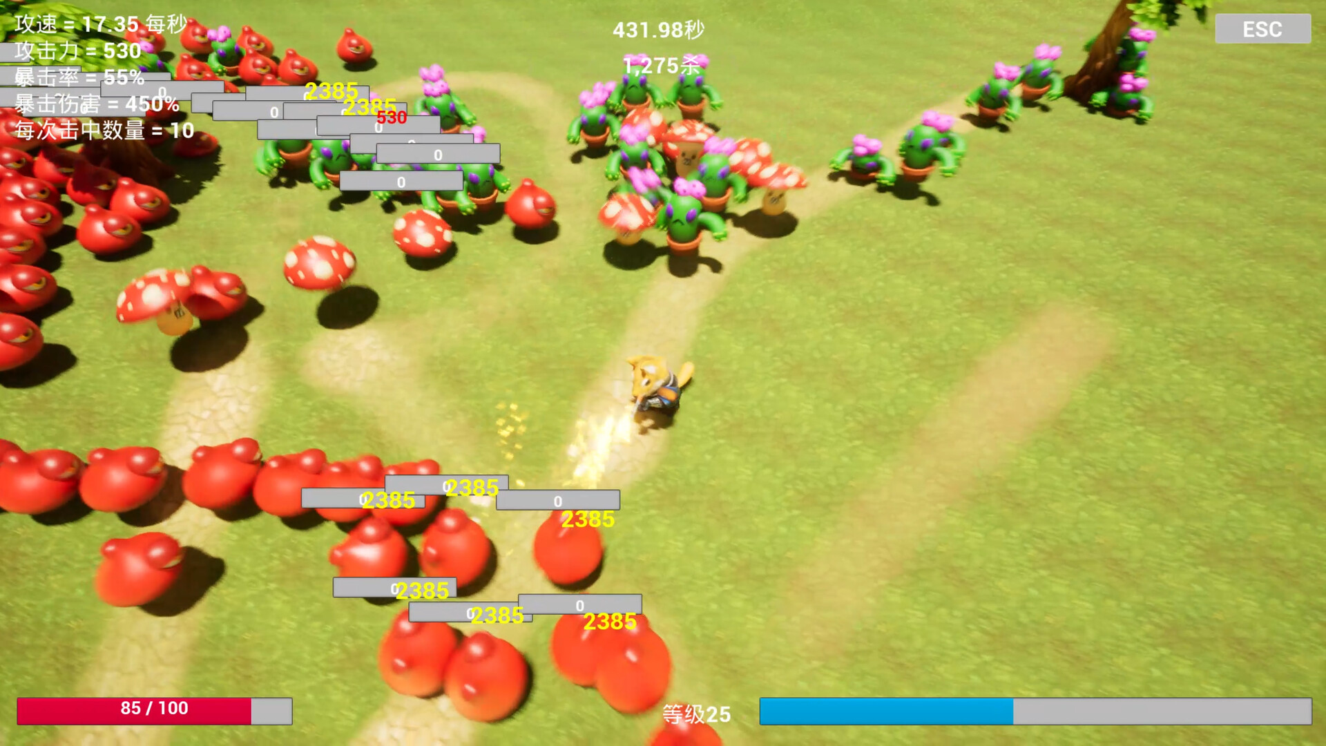 遊戲中的升級與戰鬥畫面