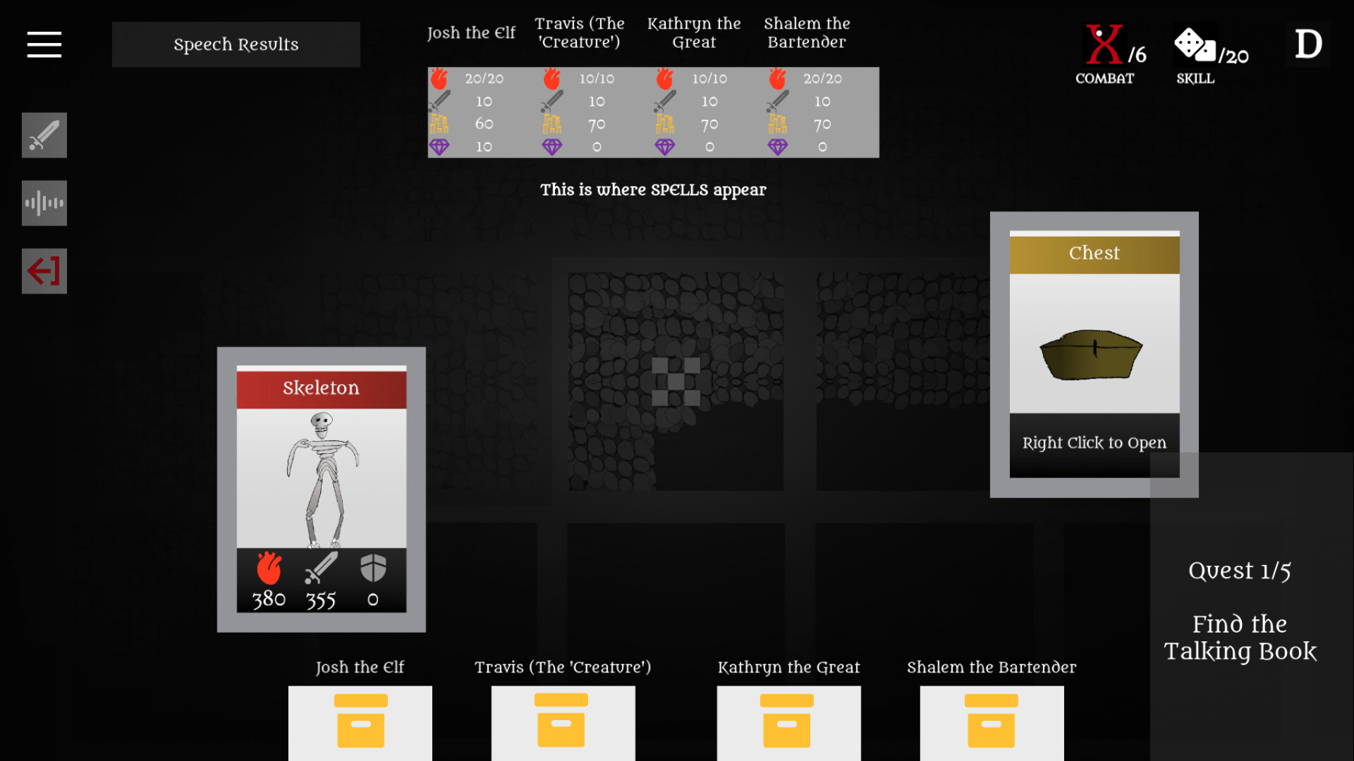 遊戲中的對話與任務介面