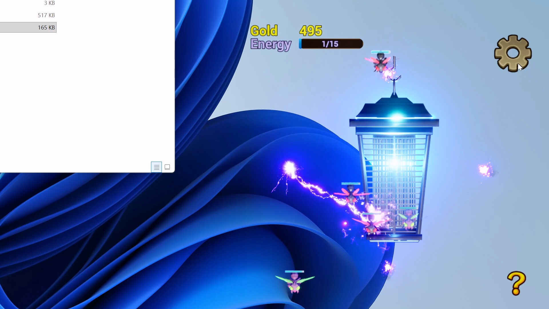 遊戲中的升級介面與蚊子群