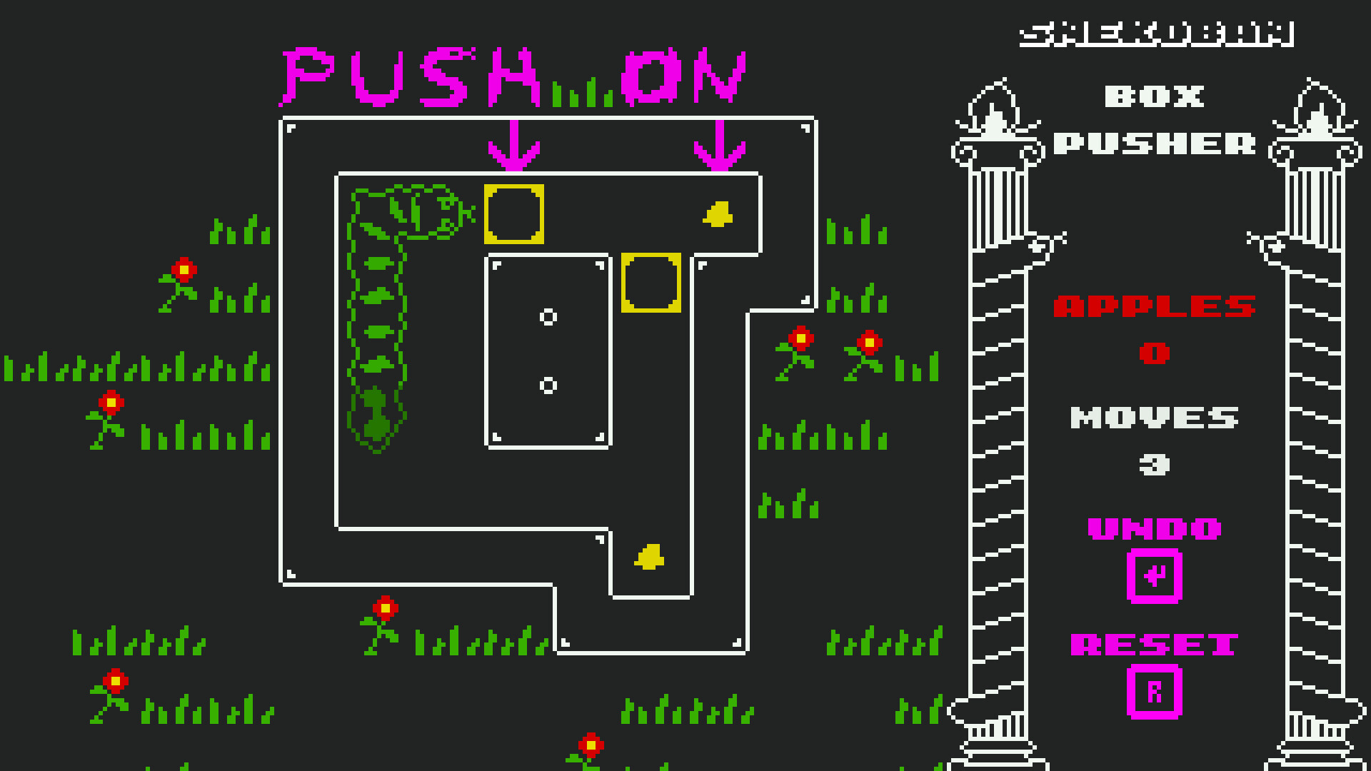 準備推動箱子的小蛇