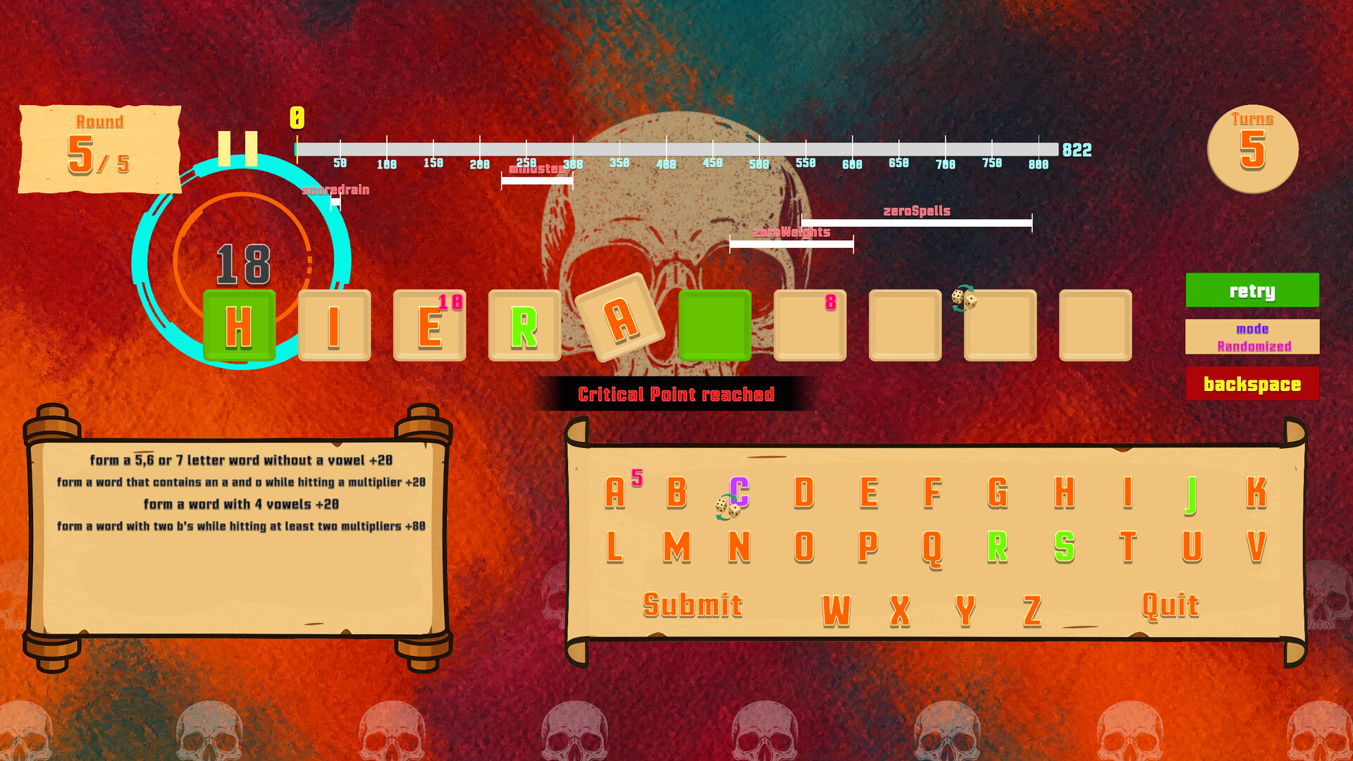 SpelBrawl 遊戲截圖 - 拼字介面