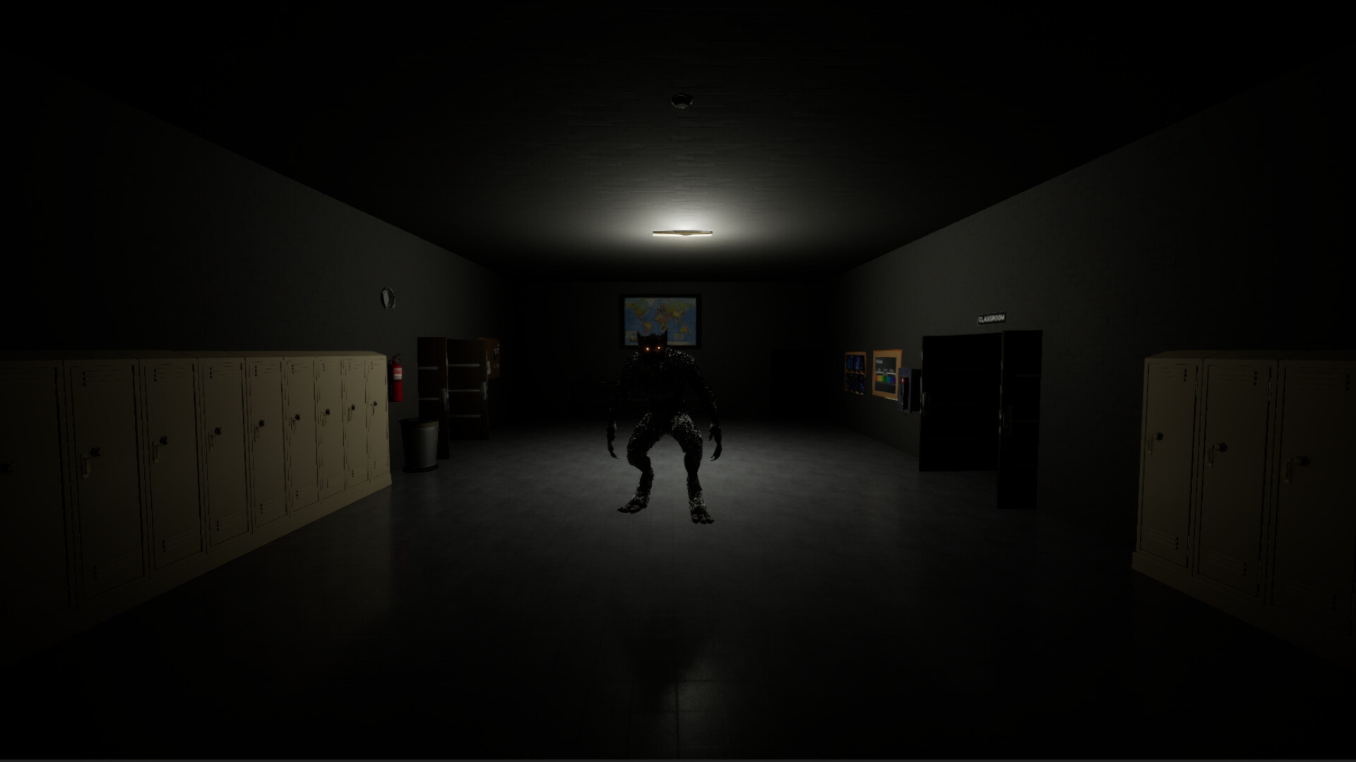 夜晚設施中的詭異藍色燈光區域