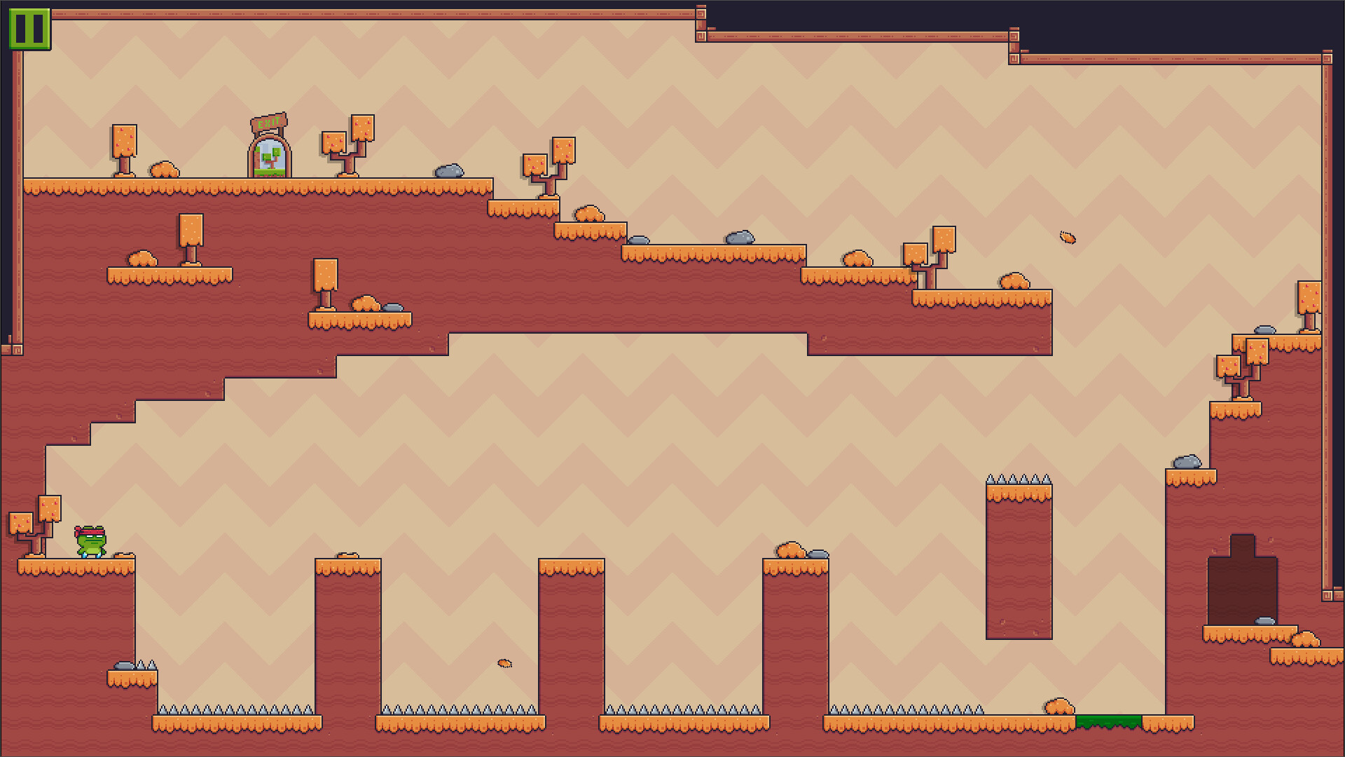 FrogCore 關卡實機截圖 - 複雜的像素地形