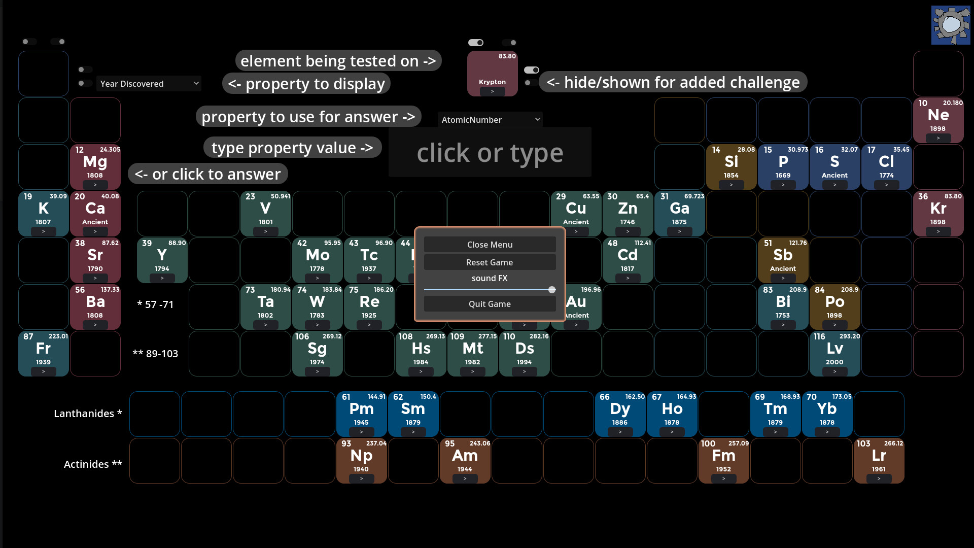互動式的元素選擇介面