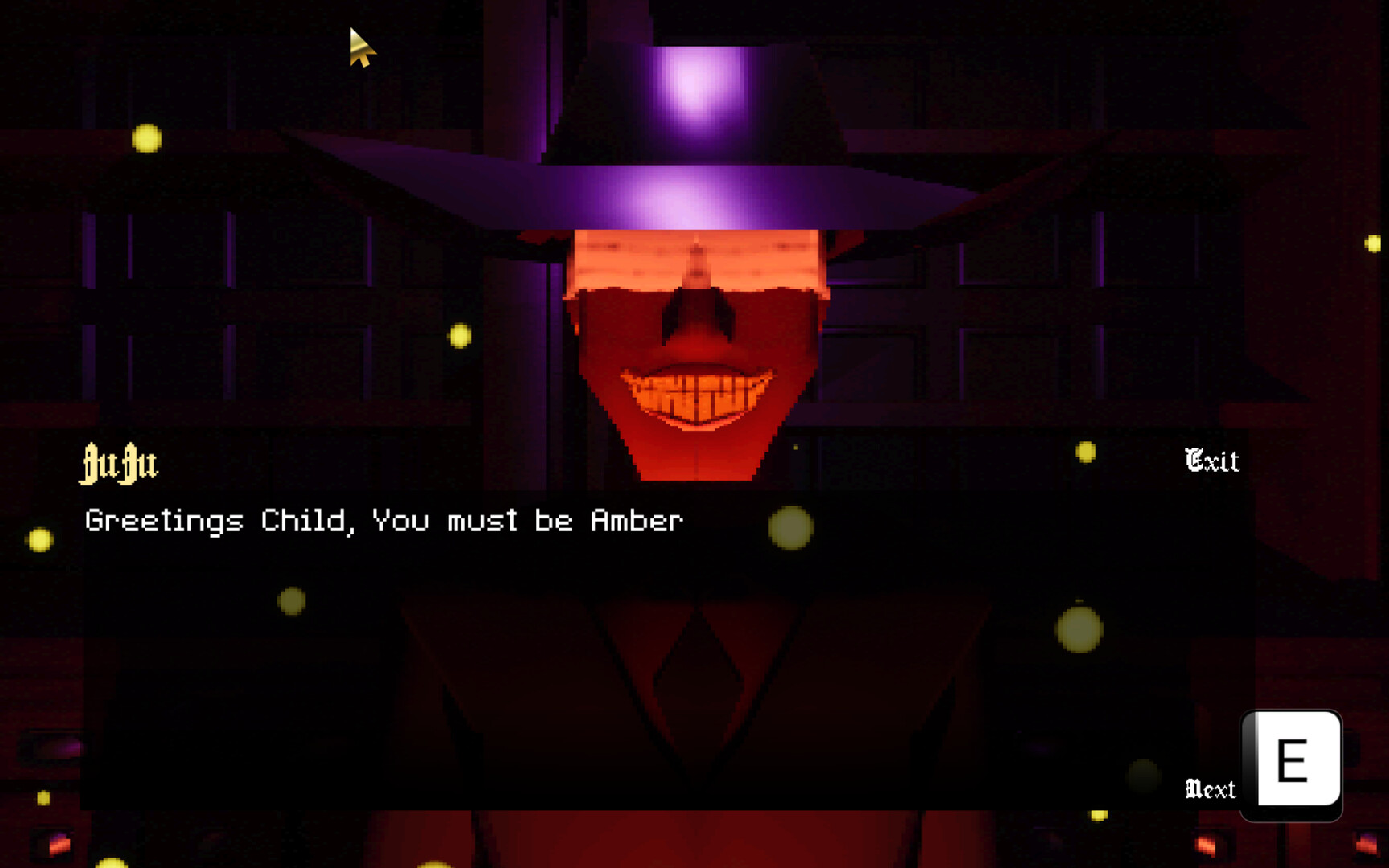 主角 Amber 在充滿詭異氛圍的長廊中探索，手持光源照亮前方。