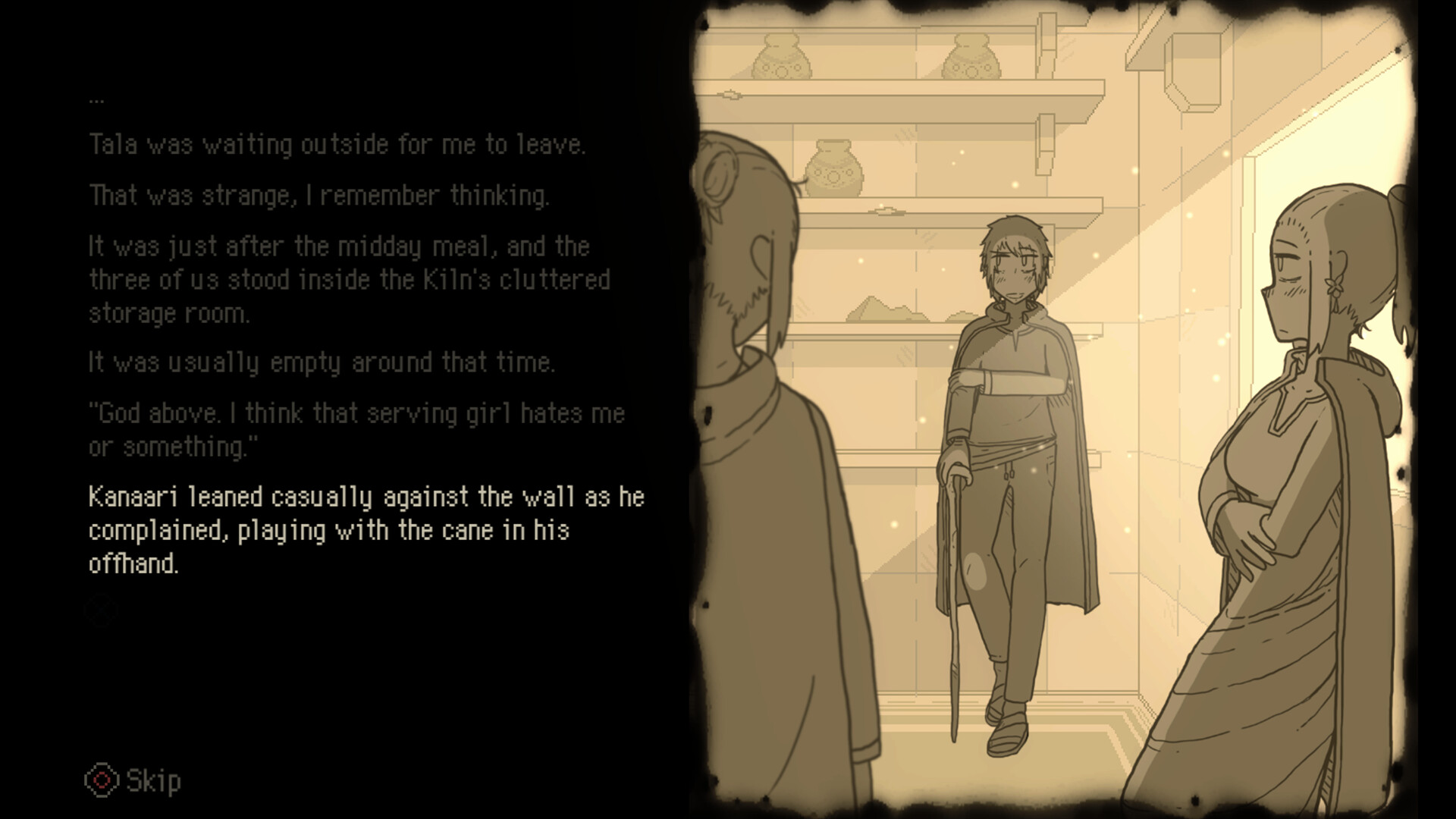 細緻的像素風格人物立繪與對話介面