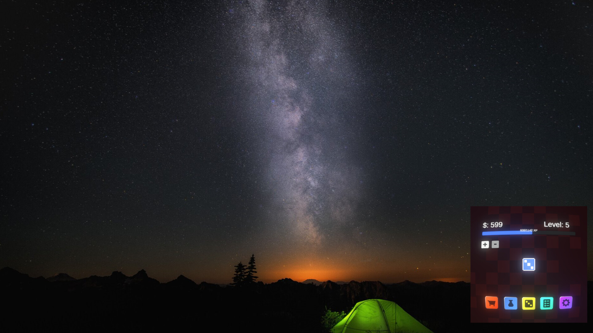 遊戲介面展示：屬性升級與資源管理