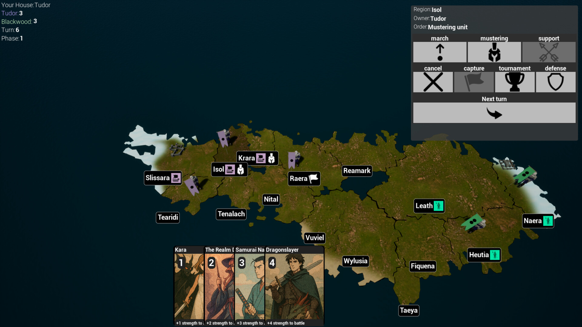 展現遊戲中卡牌管理與隨機事件的介面