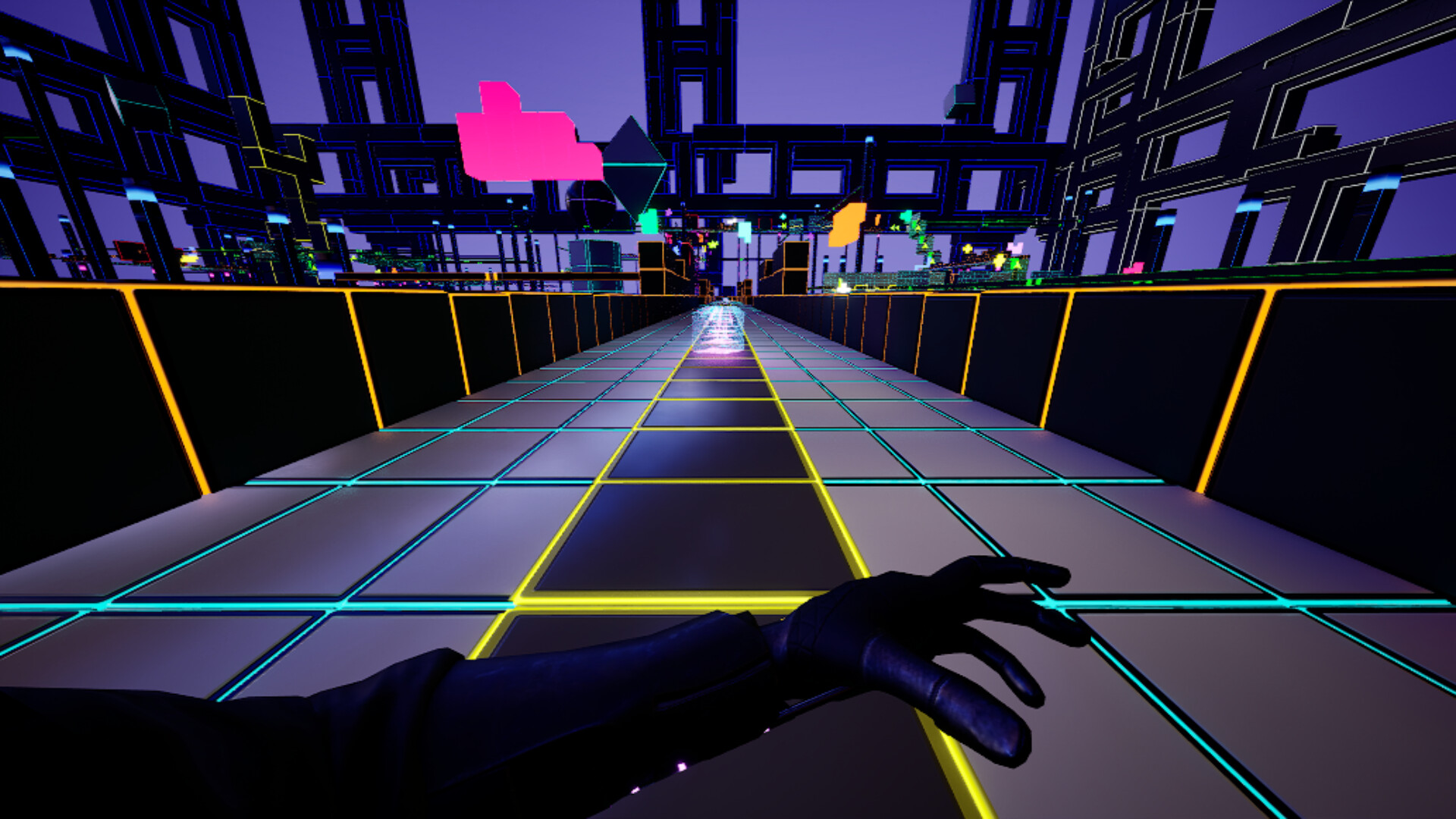 在城市高處俯瞰混亂而美麗的未來景觀