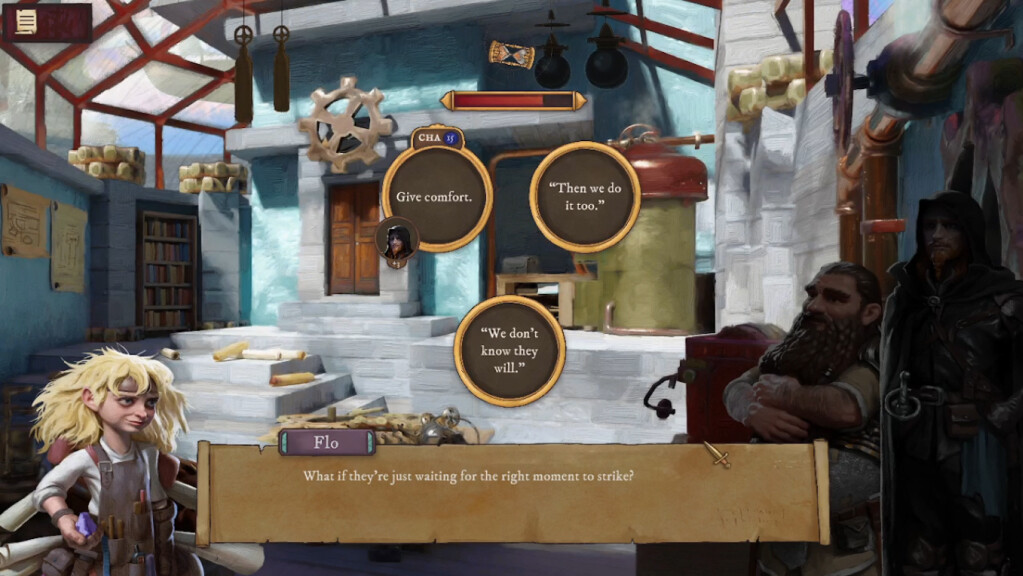 遊戲中精緻的對話介面與人物立繪