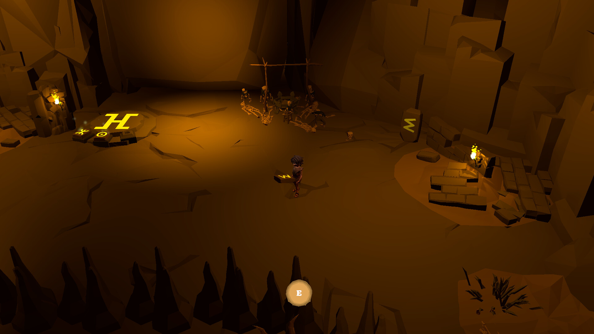 洞穴中神祕的光影與符號展示