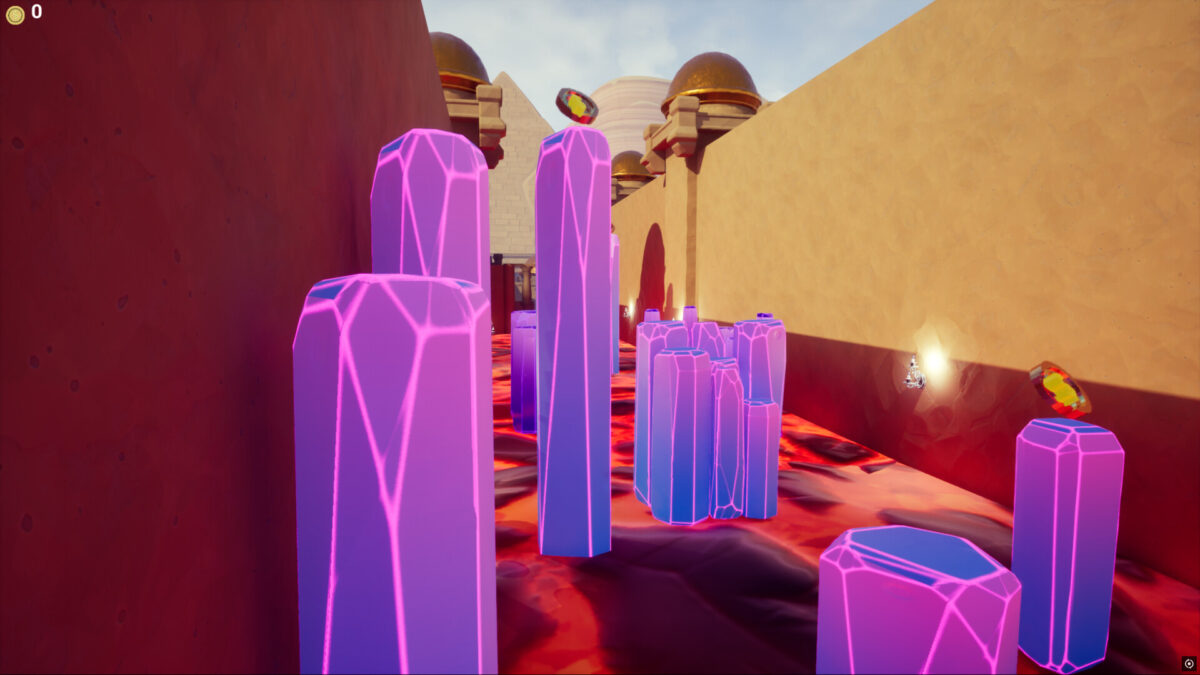 遊戲實機擷圖：平台與金幣擺放