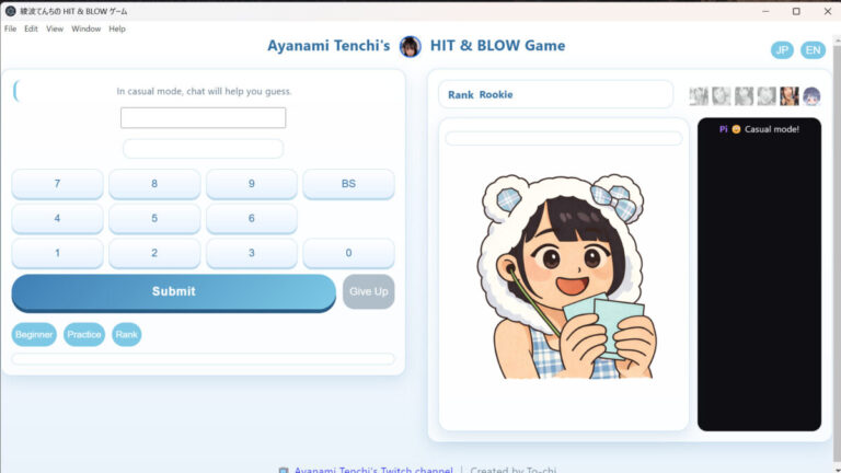 Steam 完全免費益智新作《綾波てんちの HIT&BLOW》:結合人氣 VTuber 與經典猜謎,見證開發者的熱情追夢故事!