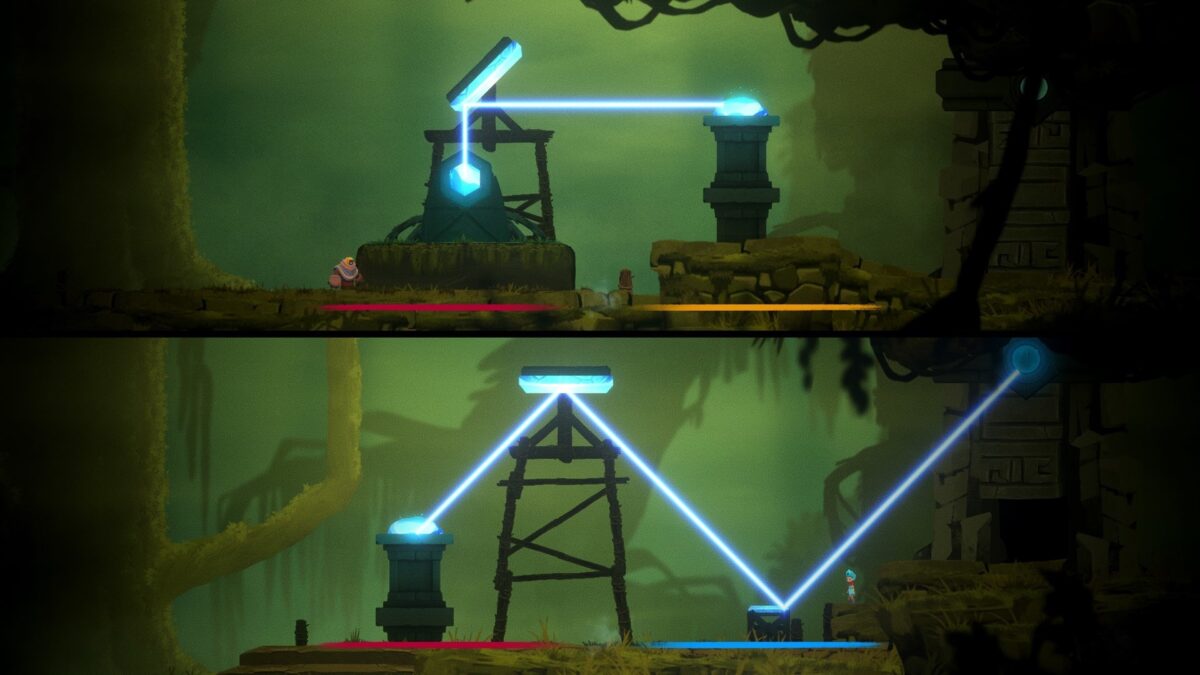 莉娜與珉豪在不同螢幕中的場景