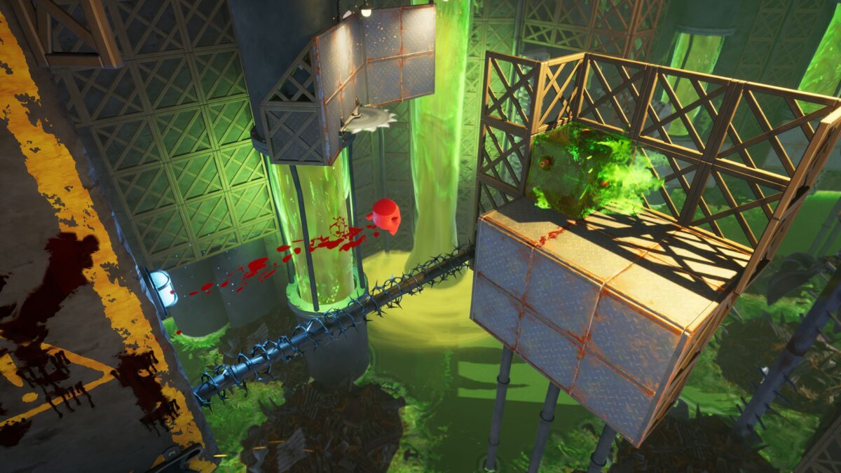 Super Meat Boy 3D 遊戲截圖：面對巨型魔王