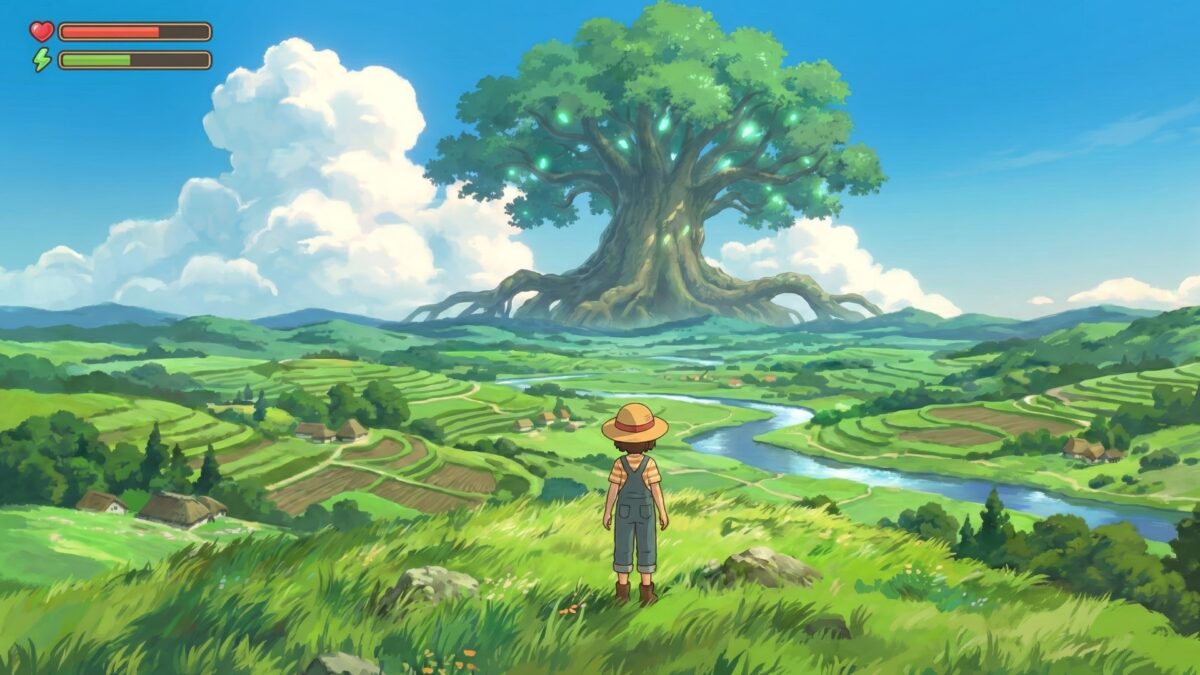 玩家與精靈在農場中共同勞作