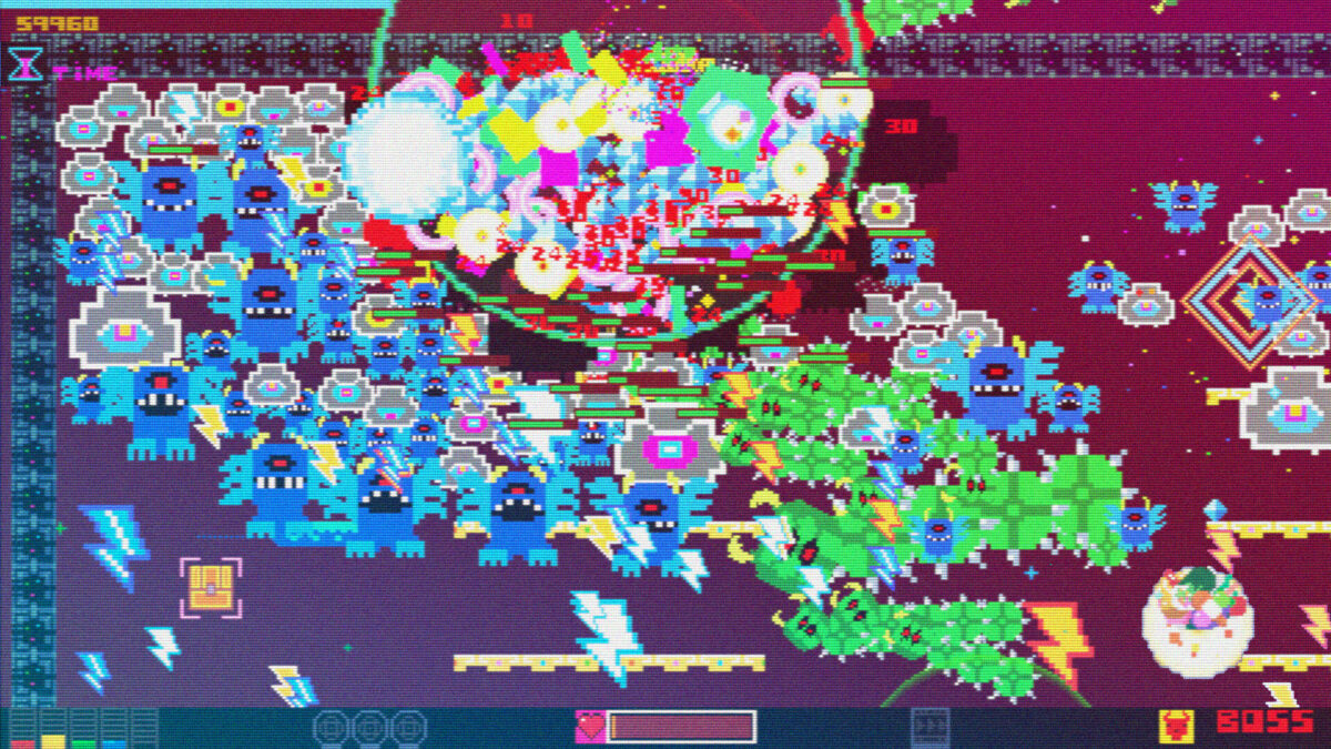 面對巨大的 Boss 與滿屏的彈幕，考驗玩家走位