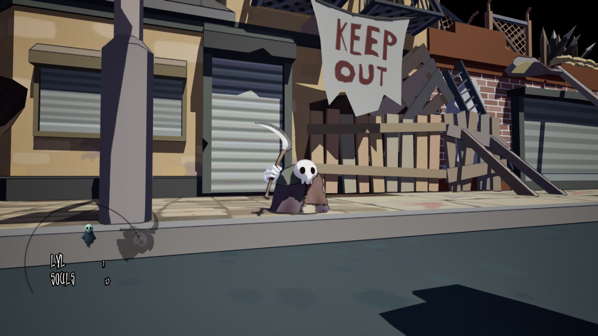 死神在陰暗街道中與敵人對峙