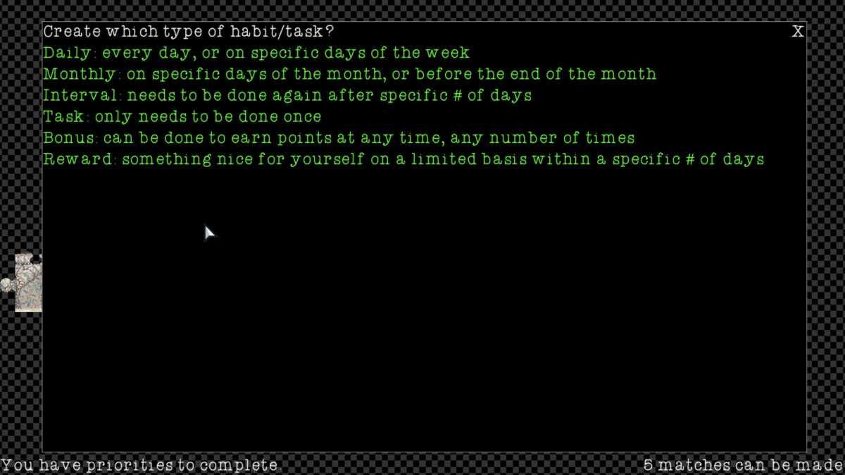 Habit Puzzles 拼圖包選擇選單
