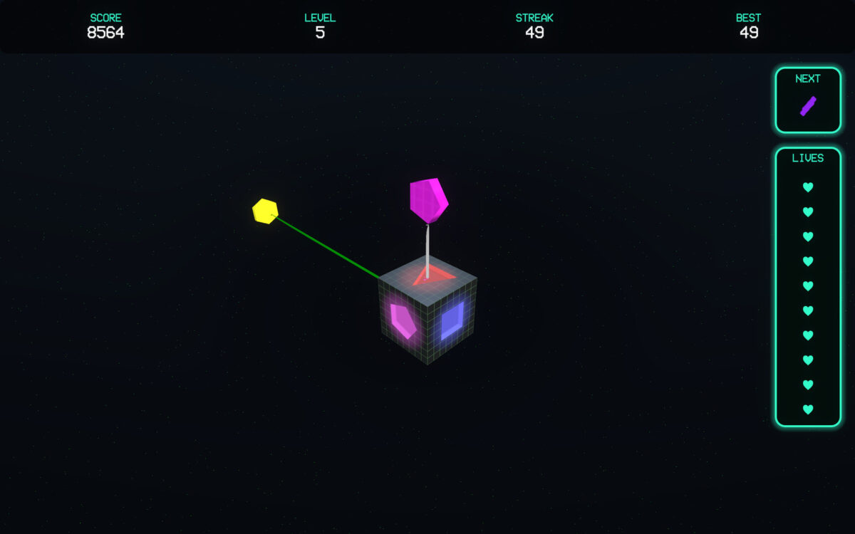 Qubx 2 實機遊戲截圖：立方體旋轉與圖形匹配