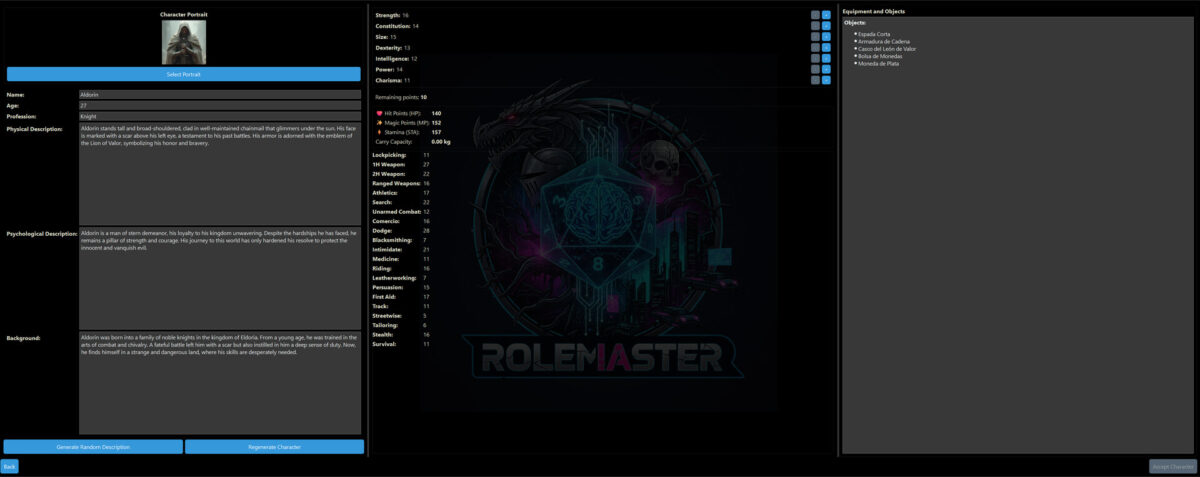 RolemIAster 角色屬性與清單管理介面
