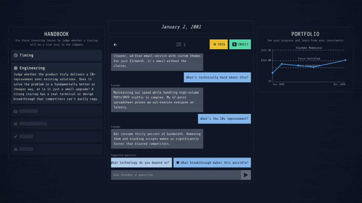 ZeroOne Terminal 遊戲畫面 - 終端介面