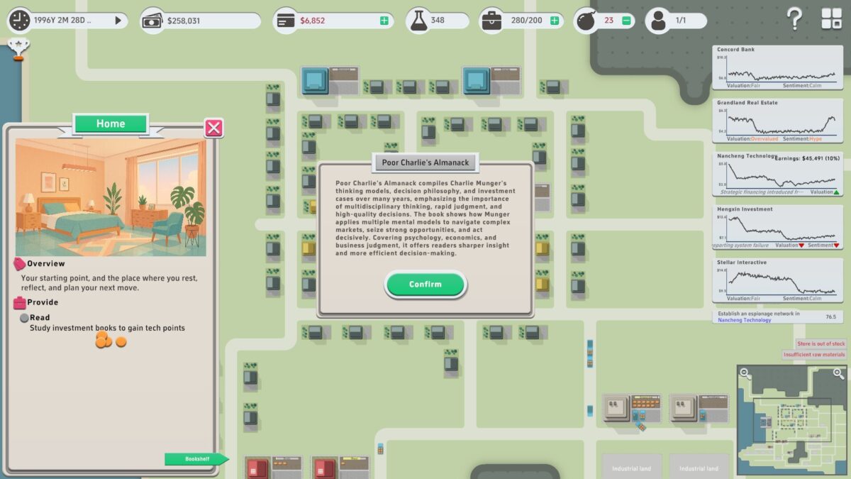 遊戲內部的投資分析界面