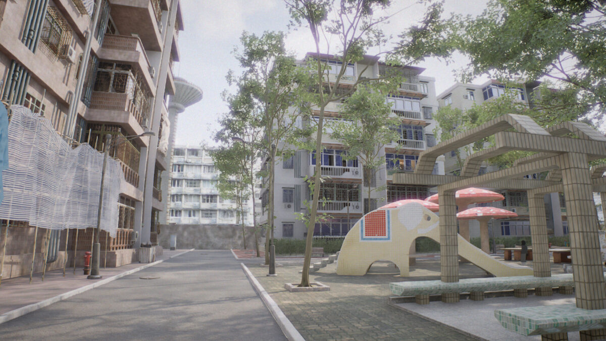 使用濾鏡後的復古街道畫面