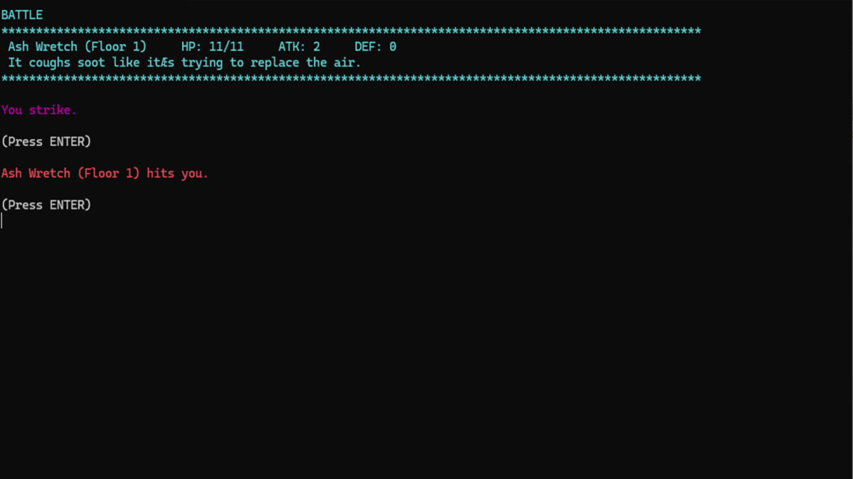 尼克的文字冒險 遊戲內文字對戰截圖
